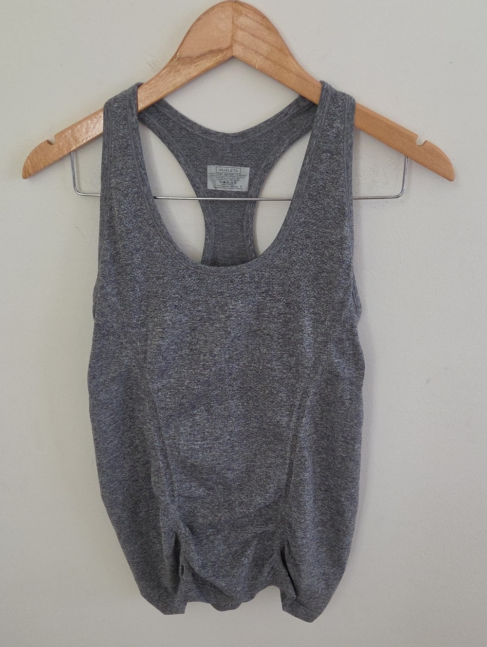 Athleta Fastest Track Racerback Ruched Tank Top - Gray Large - Picture 2 of 6